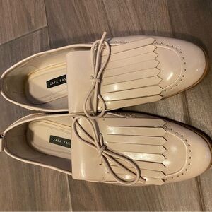 Zara Beige Women's Tassel Loafers